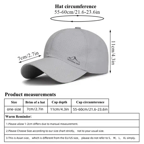 Summer Outdoor Sports Cap Golf Fishing Hat Quick Drying Sun Hat Adjustable Unisex Baseball Cap Women Men Lightweight Visor Cap - Image 4