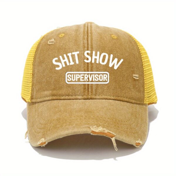 Vintage Washed Unisex Breathable Baseball Cap - Distressed Mesh Trucker Hats for Women & Men with Adjustable Strap and Golf Sun Protection - Unique Shit Show Printed Design - Image 17