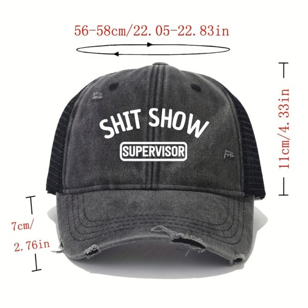 Vintage Washed Unisex Breathable Baseball Cap - Distressed Mesh Trucker Hats for Women & Men with Adjustable Strap and Golf Sun Protection - Unique Shit Show Printed Design - Image 8