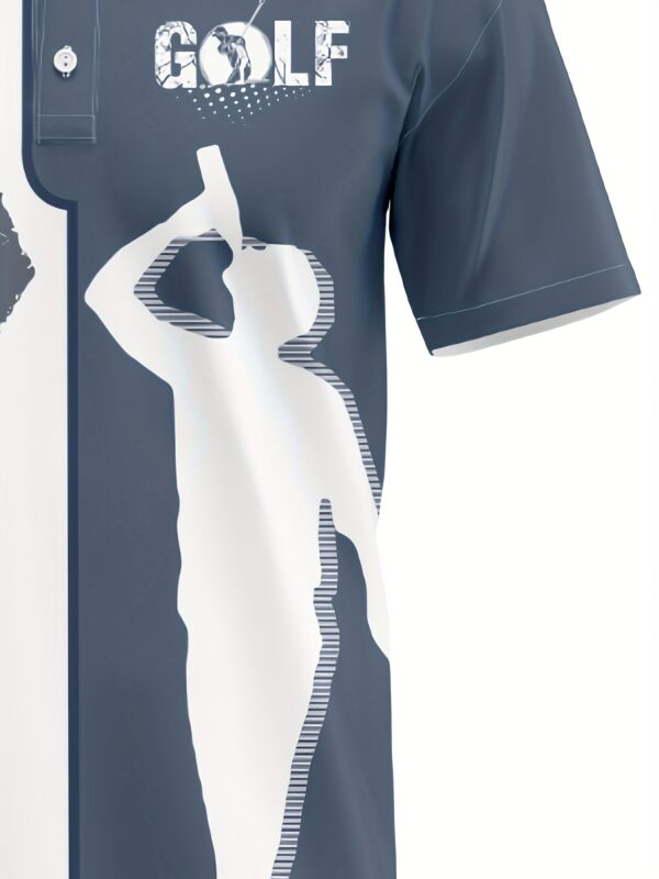 Men's Casual Playing Golf Print Short Sleeve Lapel Shirt For Summer - Image 5