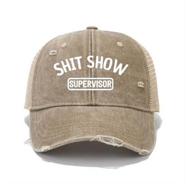 Vintage Washed Unisex Breathable Baseball Cap - Distressed Mesh Trucker Hats for Women & Men with Adjustable Strap and Golf Sun Protection - Unique Shit Show Printed Design - Image 13