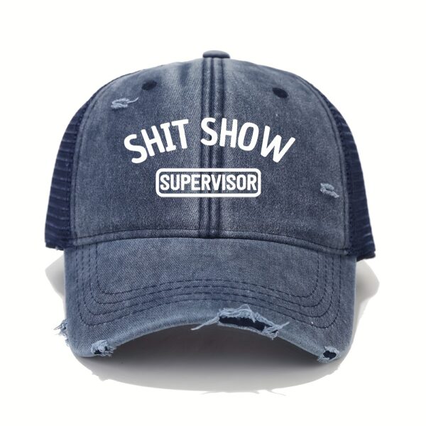 Vintage Washed Unisex Breathable Baseball Cap - Distressed Mesh Trucker Hats for Women & Men with Adjustable Strap and Golf Sun Protection - Unique Shit Show Printed Design - Image 6