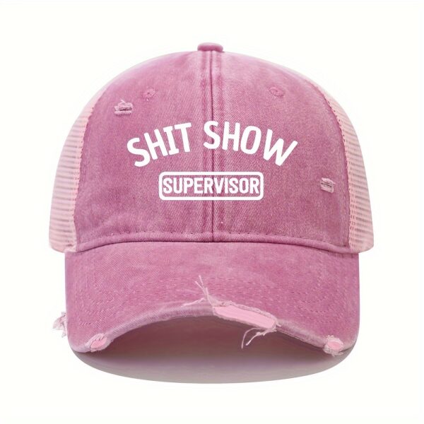 Vintage Washed Unisex Breathable Baseball Cap - Distressed Mesh Trucker Hats for Women & Men with Adjustable Strap and Golf Sun Protection - Unique Shit Show Printed Design - Image 15