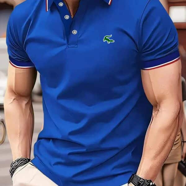 Green Crocodile Graphic Print Men's Casual V-neck T-shirt Short Sleeve Summer Men's Clothes Comfortable Breathable Regular Fit Golf Polo Shirt Button Down - Image 14