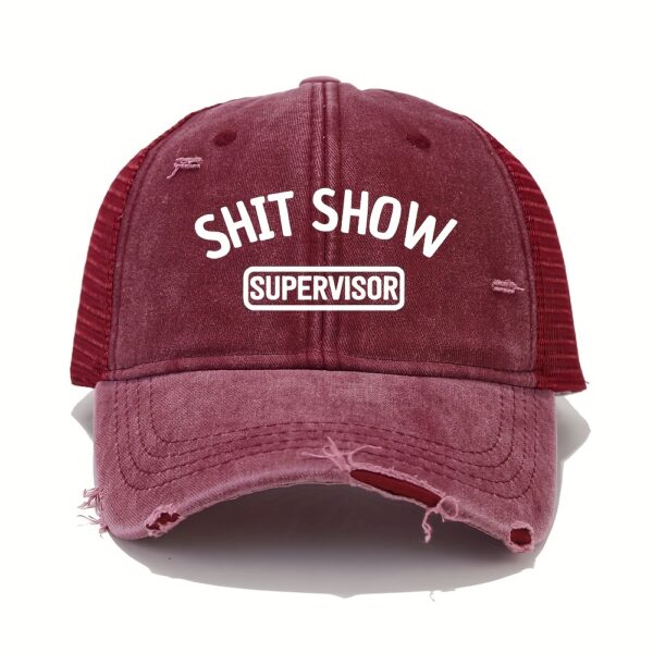 Vintage Washed Unisex Breathable Baseball Cap - Distressed Mesh Trucker Hats for Women & Men with Adjustable Strap and Golf Sun Protection - Unique Shit Show Printed Design - Image 12