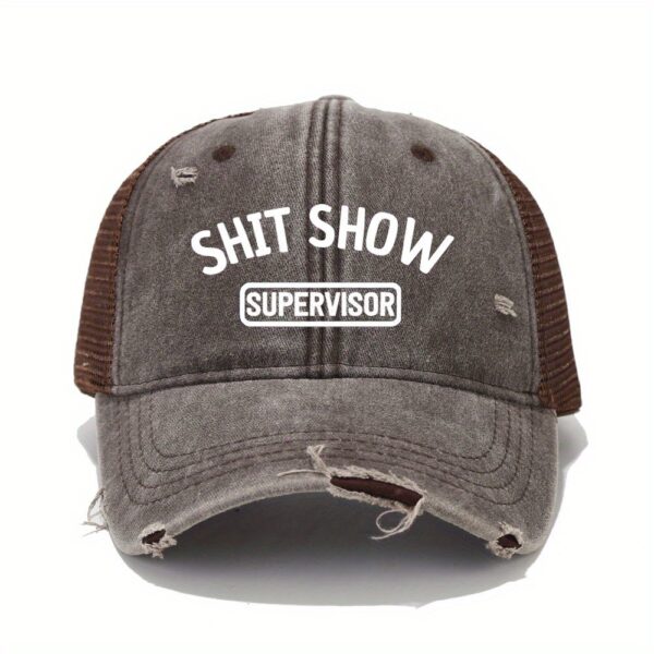 Vintage Washed Unisex Breathable Baseball Cap - Distressed Mesh Trucker Hats for Women & Men with Adjustable Strap and Golf Sun Protection - Unique Shit Show Printed Design - Image 7
