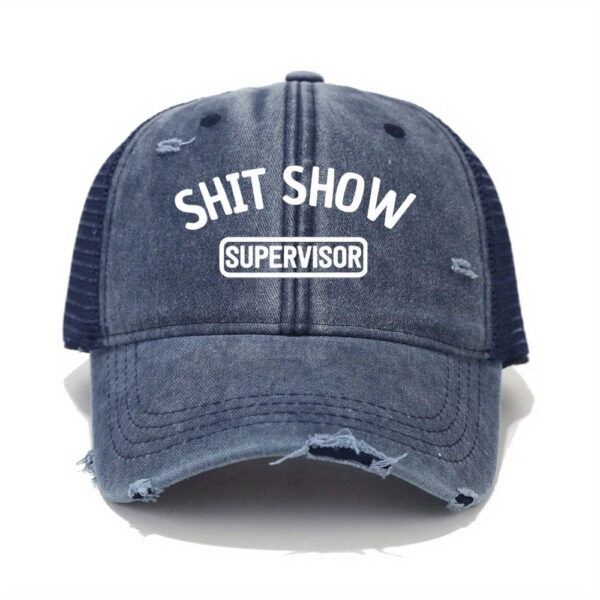 Vintage Washed Unisex Breathable Baseball Cap - Distressed Mesh Trucker Hats for Women & Men with Adjustable Strap and Golf Sun Protection - Unique Shit Show Printed Design - Image 14