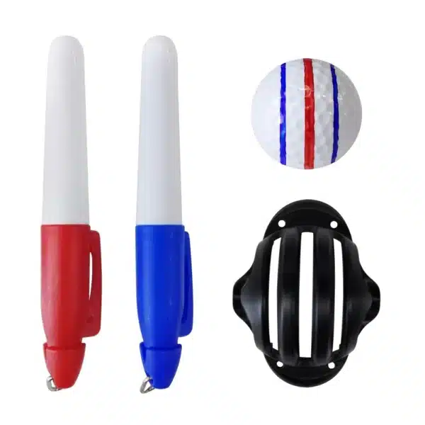 Golf Ball Liner Triple Line with 2 Marker Pen Color Blue Red Putting Position Aids Line Marker Drop Ship