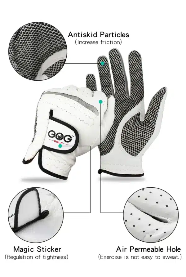Pack 1 Pcs Golf Gloves Men's Left/Right Hand Soft Breathable Pure Sheepskin With Anti-slip Granules Golf Gloves Golf Men - Image 4