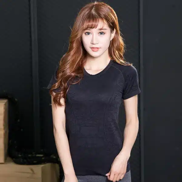 New Women Workout Shirts Yoga Tops Activewear Round-Neck T-Shirts Running Fitness Sports Short Sleeve Tees Loose Top Tshirt - Image 8