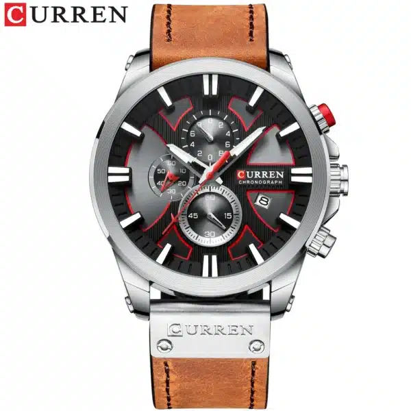 CURREN Watch Chronograph Sport Mens Watches Quartz Clock Leather Male Wristwatch Relogio Masculino Fashion Gift for Men - Image 2
