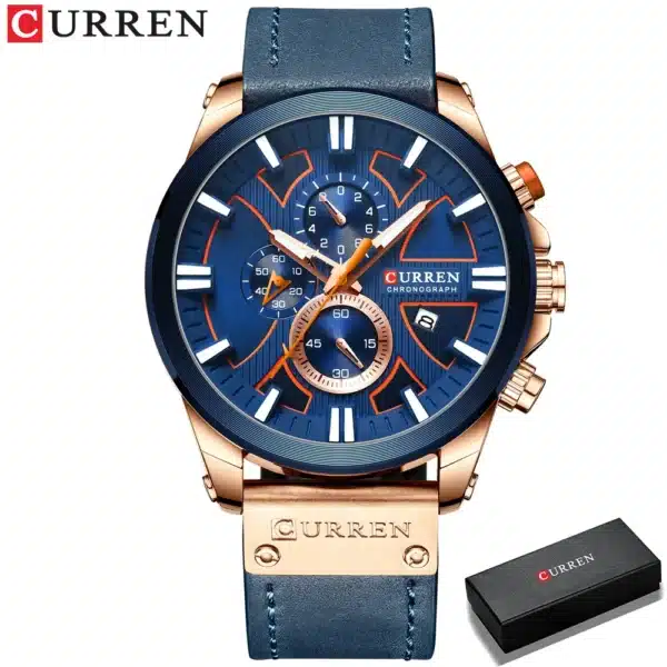 CURREN Watch Chronograph Sport Mens Watches Quartz Clock Leather Male Wristwatch Relogio Masculino Fashion Gift for Men - Image 13