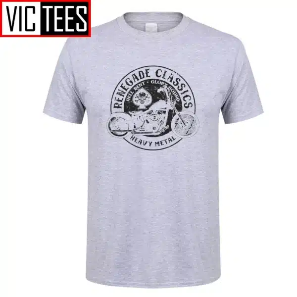 Men's Vintage Motorcycle USA T Shirt Heavy Metal Men Tees Crew Collar Top 100% Cotton Retro T-Shirt - Image 9