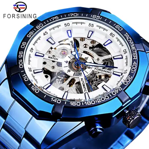 Forsining 2025 Stainless Steel Waterproof Mens Skeleton Watches Top Brand Luxury Transparent Mechanical Sport Male Wrist Watches - Image 19