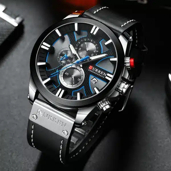 CURREN Watch Chronograph Sport Mens Watches Quartz Clock Leather Male Wristwatch Relogio Masculino Fashion Gift for Men - Image 4