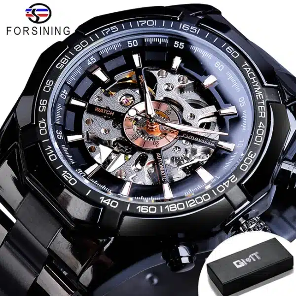 Forsining 2025 Stainless Steel Waterproof Mens Skeleton Watches Top Brand Luxury Transparent Mechanical Sport Male Wrist Watches - Image 18
