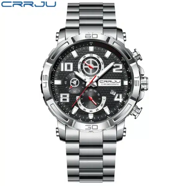 CRRJU Men Watches Big Dial Waterproof Stainless Steel with Luminous handsDate Sport Chronograph Watches Relogio Masculino - Image 7