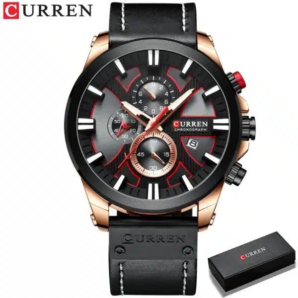 CURREN Watch Chronograph Sport Mens Watches Quartz Clock Leather Male Wristwatch Relogio Masculino Fashion Gift for Men - Image 3