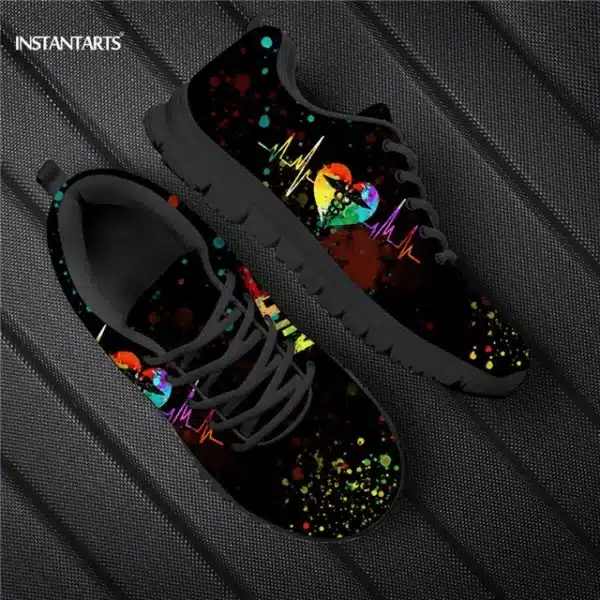INSTANTARTS Rainbow Heart Drawing Women's Shoes Lace Up Sport Sneaker Healthcare Nursing Design Casual Flats Shoes Lightweight - Image 13