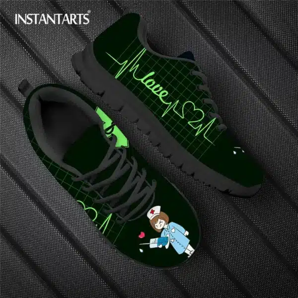 INSTANTARTS Rainbow Heart Drawing Women's Shoes Lace Up Sport Sneaker Healthcare Nursing Design Casual Flats Shoes Lightweight - Image 16