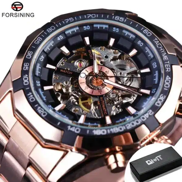 Forsining 2025 Stainless Steel Waterproof Mens Skeleton Watches Top Brand Luxury Transparent Mechanical Sport Male Wrist Watches - Image 20