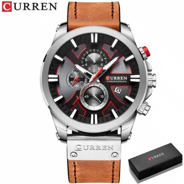CURREN Watch Chronograph Sport Mens Watches Quartz Clock Leather Male Wristwatch Relogio Masculino Fashion Gift for Men - Image 7