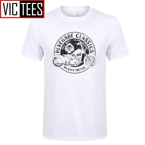 Men's Vintage Motorcycle USA T Shirt Heavy Metal Men Tees Crew Collar Top 100% Cotton Retro T-Shirt - Image 2