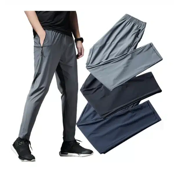 Running Pants Men Sport Jogging Fitness Yoga Training Basketball Football Long Leggings Ice Silk Elastic Quick Drying Trousers - Image 2