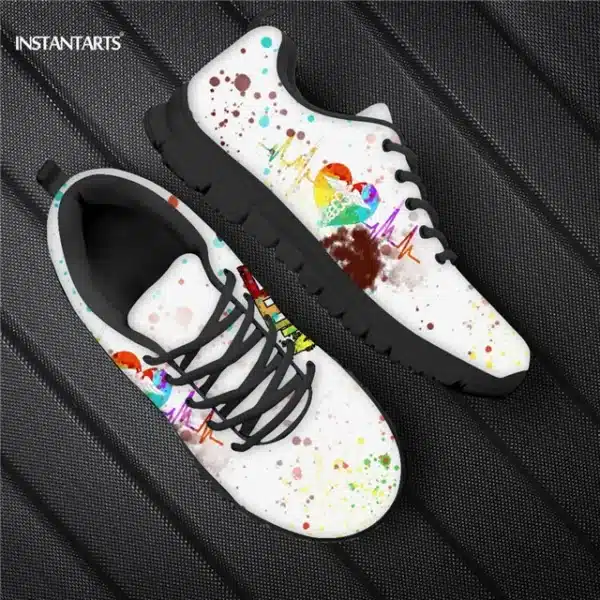 INSTANTARTS Rainbow Heart Drawing Women's Shoes Lace Up Sport Sneaker Healthcare Nursing Design Casual Flats Shoes Lightweight - Image 4