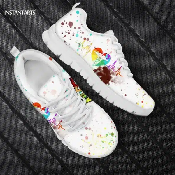 INSTANTARTS Rainbow Heart Drawing Women's Shoes Lace Up Sport Sneaker Healthcare Nursing Design Casual Flats Shoes Lightweight - Image 19