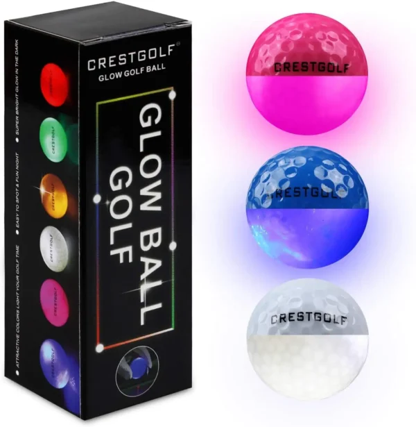 Crestgolf LED Golf Balls for Night Glow in The Dark Golf Ball with 4 Light Super Bright Six Colors Best Golf Gift for Golfers - Image 8