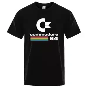 Men T-shirts Summer Commodore 64 Print T Shirt C64 SID Amiga Retro Cool Design Street Short Sleeve Top Tee Cotton Clothing