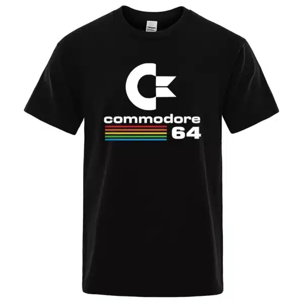Men T-shirts Summer Commodore 64 Print T Shirt C64 SID Amiga Retro Cool Design Street Short Sleeve Top Tee Cotton Clothing