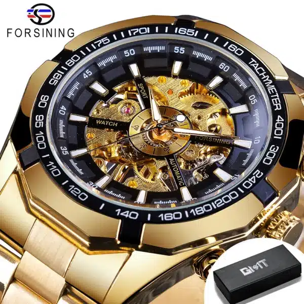 Forsining 2025 Stainless Steel Waterproof Mens Skeleton Watches Top Brand Luxury Transparent Mechanical Sport Male Wrist Watches - Image 7