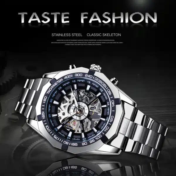 Forsining 2025 Stainless Steel Waterproof Mens Skeleton Watches Top Brand Luxury Transparent Mechanical Sport Male Wrist Watches - Image 17