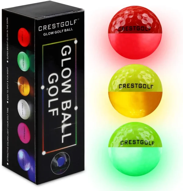 Crestgolf LED Golf Balls for Night Glow in The Dark Golf Ball with 4 Light Super Bright Six Colors Best Golf Gift for Golfers - Image 16