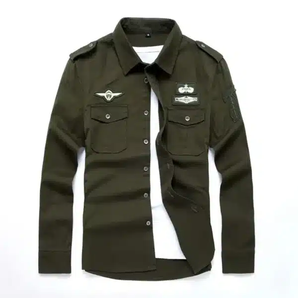 2025 Top Quality Fashion Men Long Sleeve Cotton Shirts Military Fitness Cargo Outwear Dress Shirts M-6XL AYG75 - Image 5