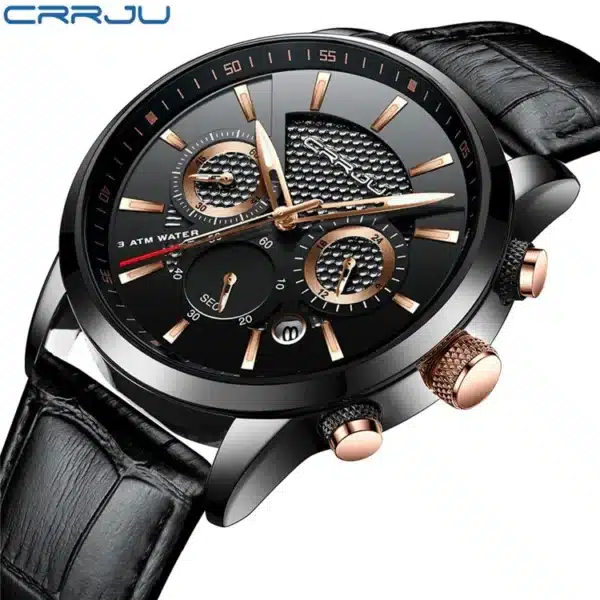 Quartz Watch CRRJU New Luxury Men Outdoor Mens Watches Sport Watches Chronograph Wristwatch Clock Leather Wrist Watch - Image 12