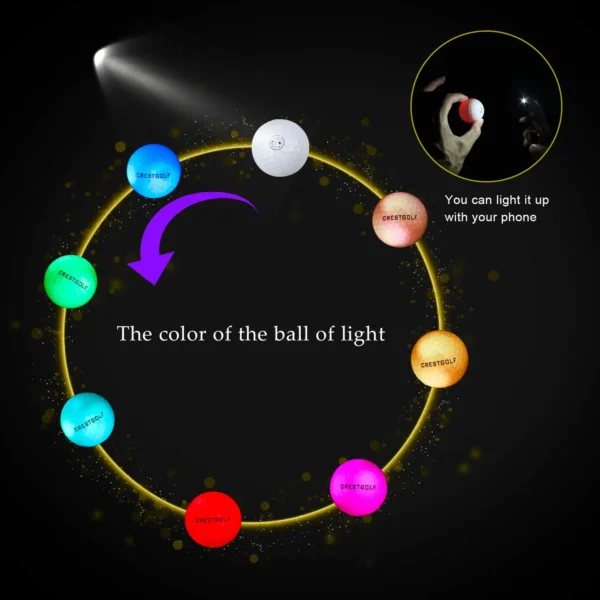 Crestgolf LED Golf Balls for Night Glow in The Dark Golf Ball with 4 Light Super Bright Six Colors Best Golf Gift for Golfers - Image 17