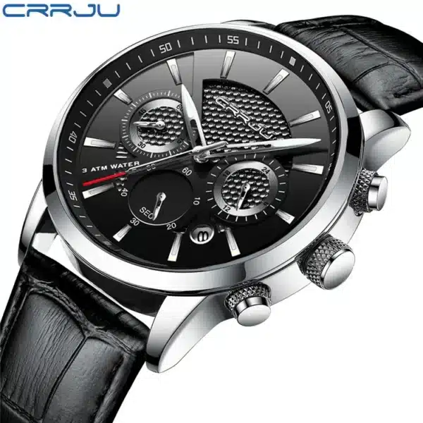 Quartz Watch CRRJU New Luxury Men Outdoor Mens Watches Sport Watches Chronograph Wristwatch Clock Leather Wrist Watch - Image 13