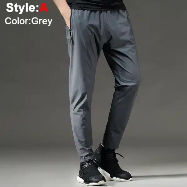 Running Pants Men Sport Jogging Fitness Yoga Training Basketball Football Long Leggings Ice Silk Elastic Quick Drying Trousers - Image 3