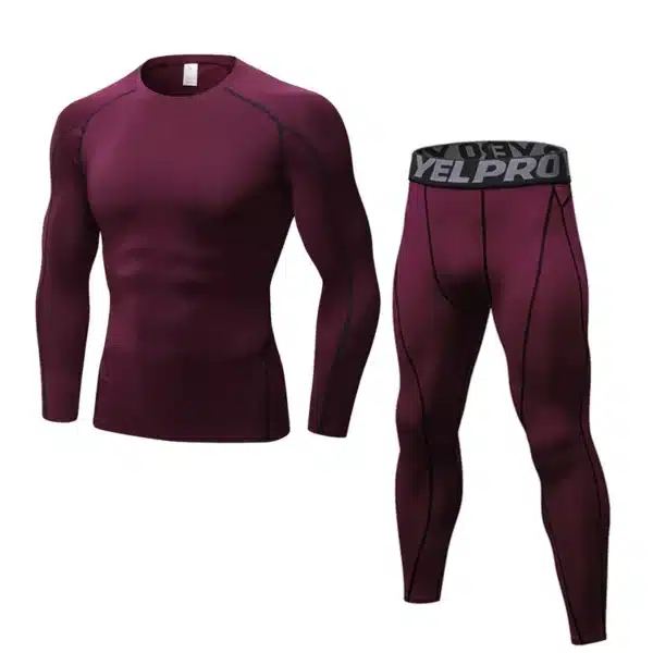 Tops+Leggings Mens 2 Pcs Activewear Fitness Sets Long Sleeve Sports Suit Quick Dry Elastic Tights Compression Running Clothing - Image 11