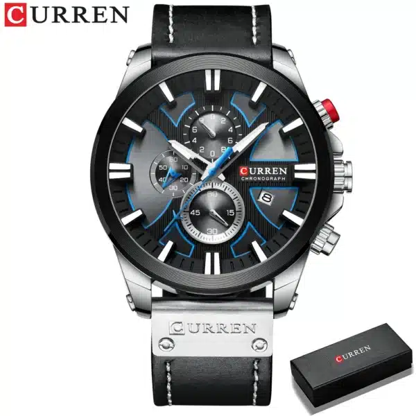 CURREN Watch Chronograph Sport Mens Watches Quartz Clock Leather Male Wristwatch Relogio Masculino Fashion Gift for Men - Image 8