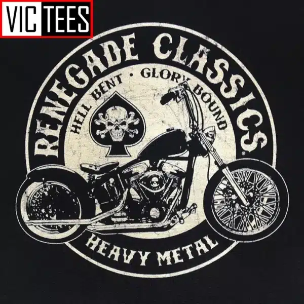 Men's Vintage Motorcycle USA T Shirt Heavy Metal Men Tees Crew Collar Top 100% Cotton Retro T-Shirt - Image 4