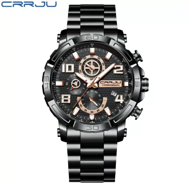 CRRJU Men Watches Big Dial Waterproof Stainless Steel with Luminous handsDate Sport Chronograph Watches Relogio Masculino - Image 5