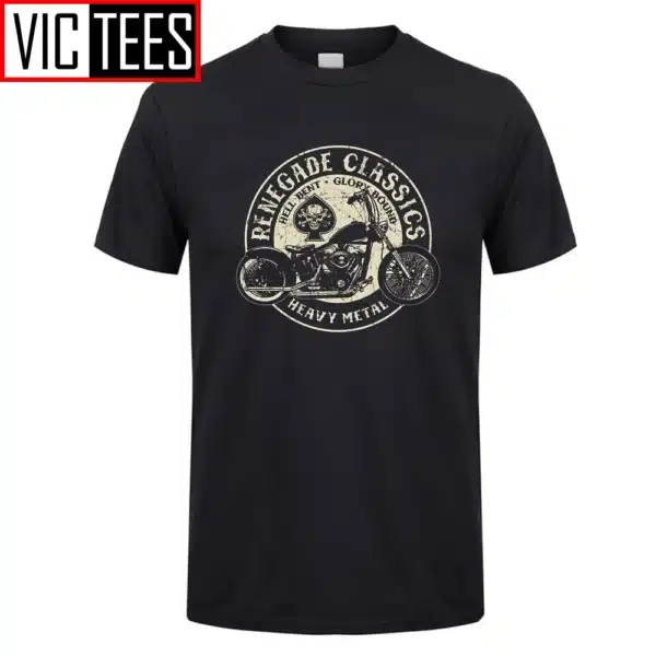 Men's Vintage Motorcycle USA T Shirt Heavy Metal Men Tees Crew Collar Top 100% Cotton Retro T-Shirt - Image 7