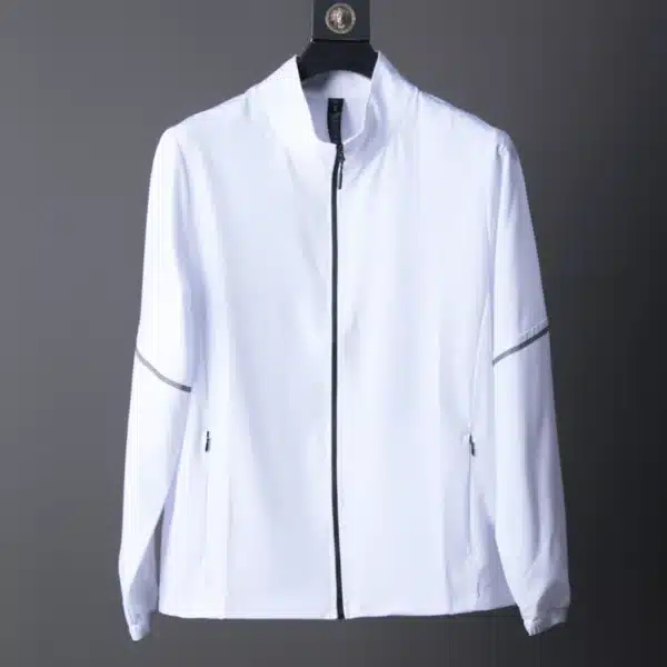 Men Jacket Run Reflective Training Workout Cycling Hiking Fishing Long Sleeves Zipper Pockets Outdoor Golf Causal Sport Coat - Image 4