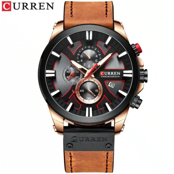 CURREN Watch Chronograph Sport Mens Watches Quartz Clock Leather Male Wristwatch Relogio Masculino Fashion Gift for Men - Image 5