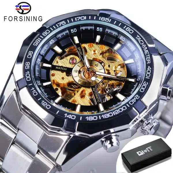 Forsining 2025 Stainless Steel Waterproof Mens Skeleton Watches Top Brand Luxury Transparent Mechanical Sport Male Wrist Watches - Image 24