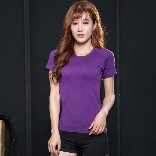 New Women Workout Shirts Yoga Tops Activewear Round-Neck T-Shirts Running Fitness Sports Short Sleeve Tees Loose Top Tshirt - Image 17